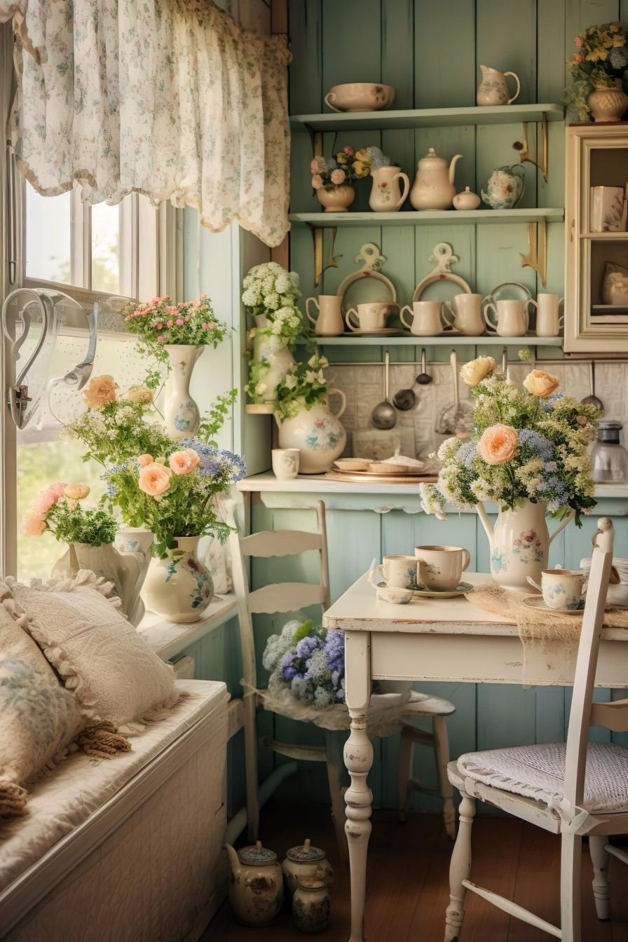 Pastel Vintage Interior Elegant Retro Home Decor in Soft Pastel Tones Pastel Vintage Interior Elegant Retro Home Decor in Soft Pastel Tones