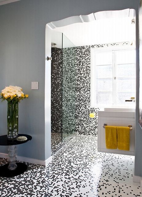 Pixilated Bathroom Design A modern twist on bathroom décor with pixelated motif