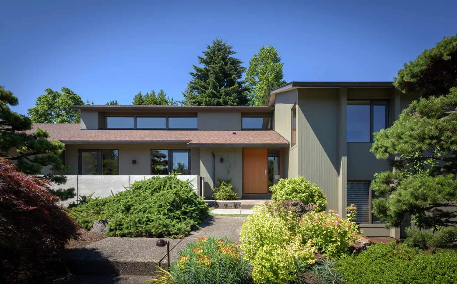 Portland Mid Century Modern Split Renovated Split-Level Home Blends Modern and Vintage Design in Portland