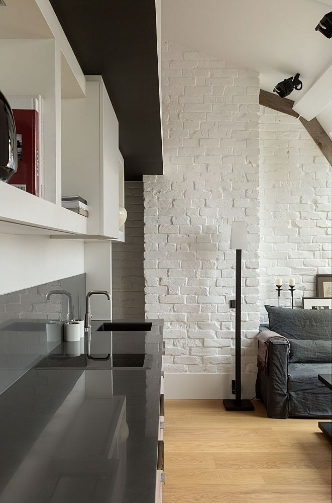 Scandinavian Loft With White Brick Walls Stylish Loft Design with White Brick Walls in Scandinavian Style