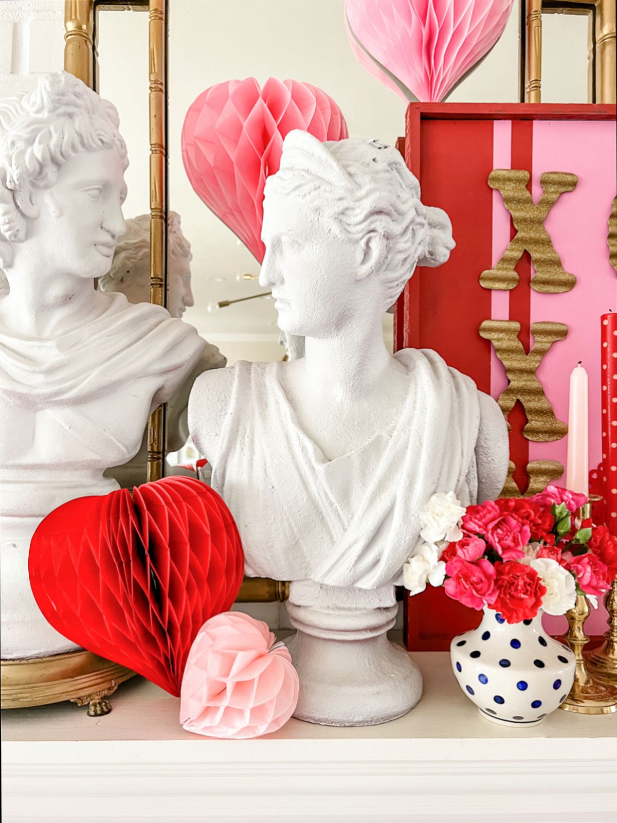 Valentines Day Mantel Decor Romantic Fireplace Display for the Love Season