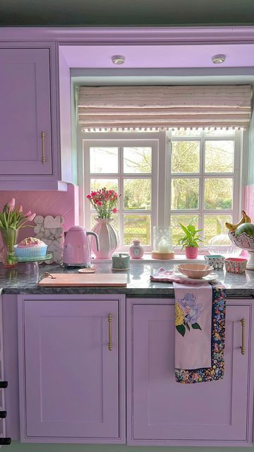 Violet And Pink Kitchen Stylish and Colorful Kitchen Design with a Feminine Touch