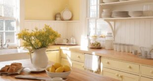 White And Yellow Kitchen Design