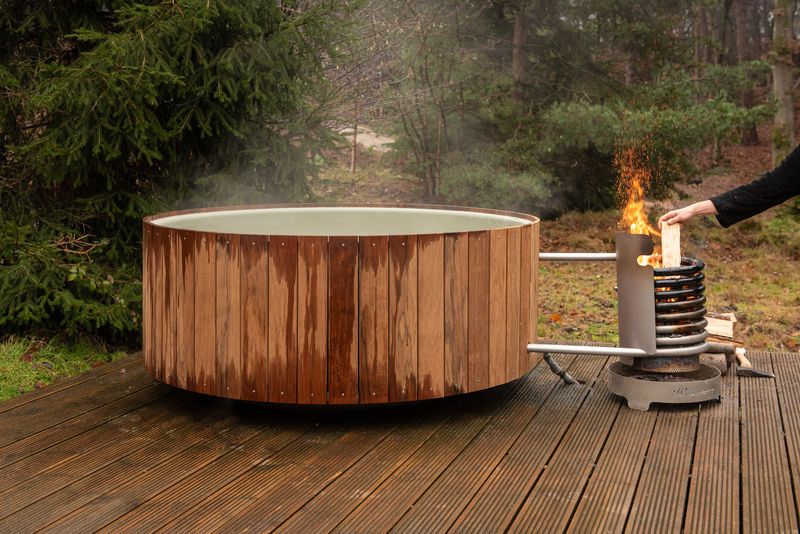 Wood Burning Outdoor Dutchtub Relaxing in Your Backyard with a Cozy Fire Hot Tub