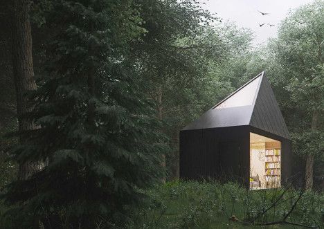 diamond forest cabin. This geometric black cabin by industrial .