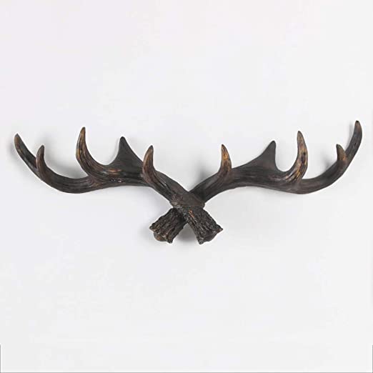 Amazon.com: GGYDD Vintage Deer Antlers Wall Hooks, Wooden Coat .