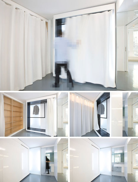 Space-age apartment: sliding white walls and secret spaces .