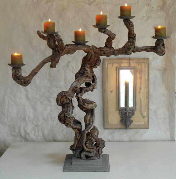 100yr old French wine vine candelabra by TheFrenchGrapeVine .