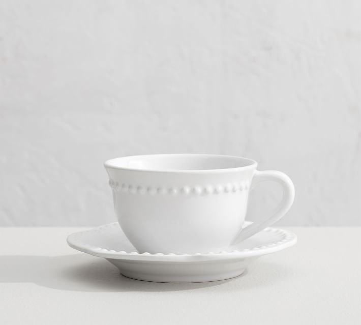 Emma Beaded Stoneware Cup and Saucer Sets | Pottery Ba
