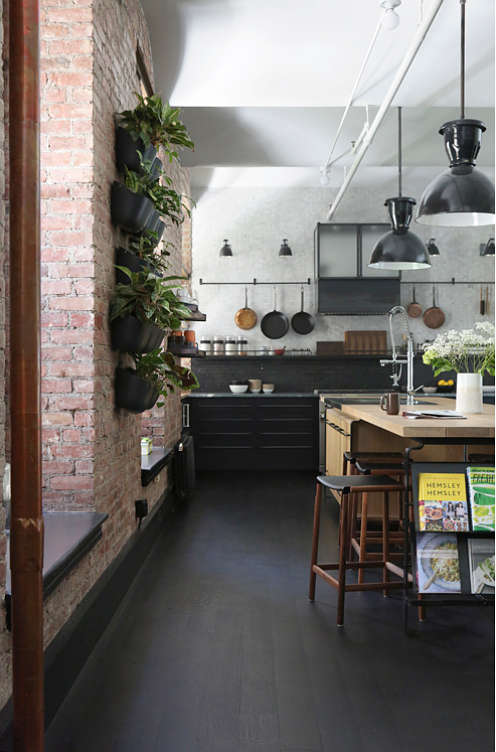 Industrial Loft With Exposed Brick Walls And Black Wood - DigsDi
