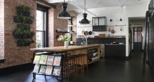 Industrial Loft With Exposed Brick Walls And Black Wood - DigsDi
