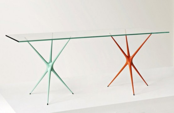 Changeable Supernova Trestle Table With Colorful Legs - DigsDi