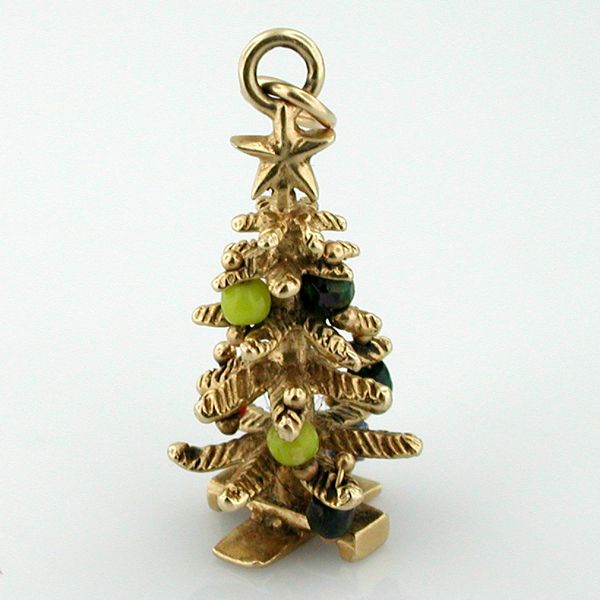 14k Gold Christmas Tree Vintage 3D Charm = This is a vintage .