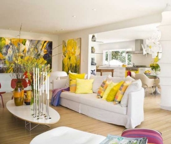 33 Colorful And Airy Spring Living Room Designs - DigsDi