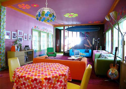 Colorful Beach House Interior in Santa Moni