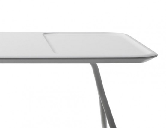Comfortable Low Scallop Table With Depressions For Storage - DigsDi