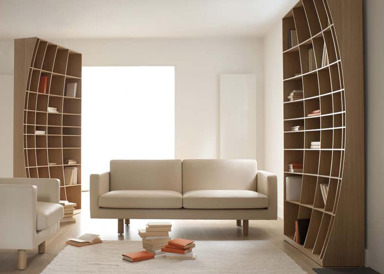 Sculpturally Creative Concave Bookcase by Joined + Joint