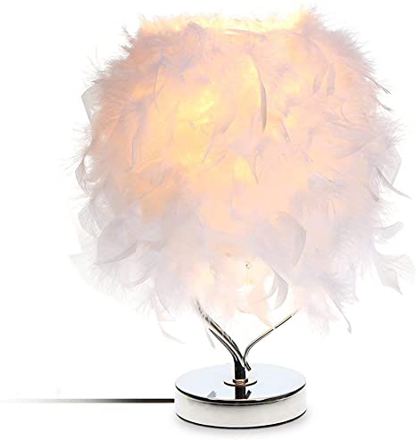 Feather Table Lamp, Cute Desk Lamp for Kids, Heart Shape Deco .