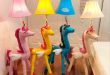 Bell Floor Lamp with Cute Unicorn Base Colorful Baby Kids Room .