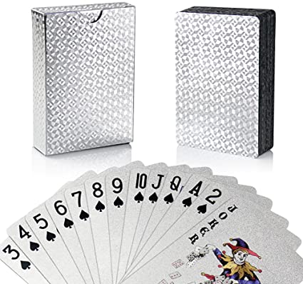 Amazon.com: Joyoldelf Silver Foil Poker Playing Cards, Waterproof .