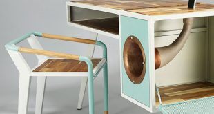 Eccentric Soundbox Desk With A Built-In Docking Station - DigsDi