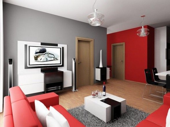 red and gray color scheme Archives | Panda's House | Small living .