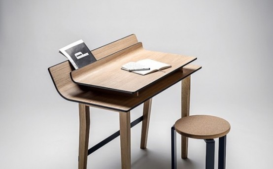Elegant Listy Desk With Storage Space Between The Tops - DigsDi