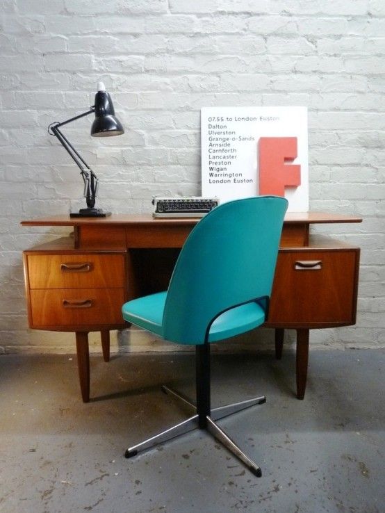 36 Elegant Mid-Century Desks To Get Inspired | Mid century desk .