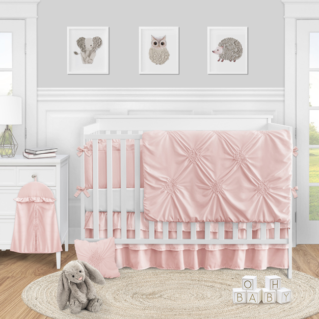 Solid Color Blush Pink Shabby Chic Harper Baby Girl Crib Bedding .