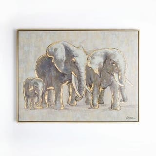 Shop Graham & Brown Metallic Elephant Family Handpainted Framed .