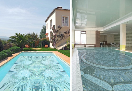 Swimming Pool Design with Mosaic Glass Tiles by Glassdec