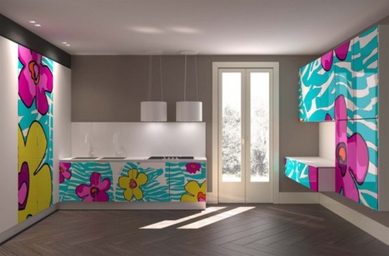 Fun And Colorful Kitchens With Crazy Patterns by Aster Cucine .