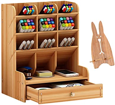 Amazon.com : Marbrasse Wooden Desk Organizer, Multi-Functional DIY .