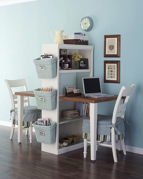 Compact and Functional Double Desk Space - Traditional - Home Offi