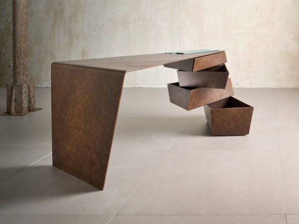 The industrial Torque desk design equally follows art and function .