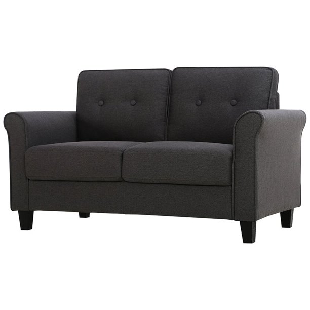 LifeStyle Solutions Harvey Tufted Loveseat in Heather Gray and .