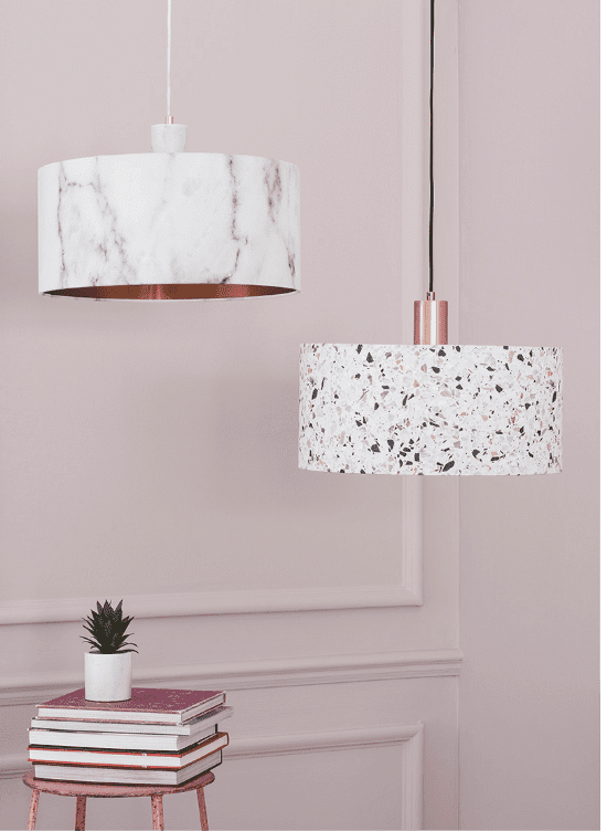 Quirk - British Made Quirk Lamp Shades in Marble and Terrazzo .