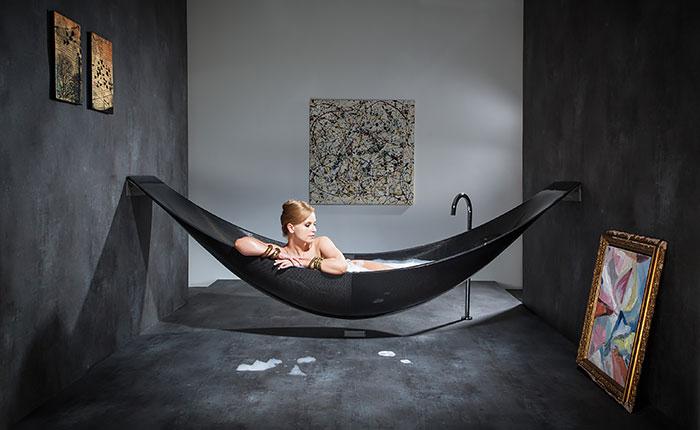 Splinter Works' Futuristic Carbon Fiber Bathtube Hangs Like a .