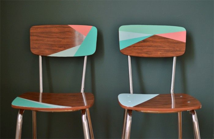 Geometric Painted Chairs | Decor Hacks | Painted chairs, Decor .