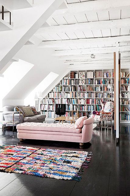 Put your feet up...in an attic style library with lots of light .