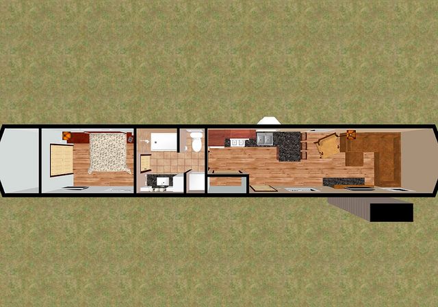 CozyHomePlans.com 424 sq ft 53' Shipping Container House Floor .