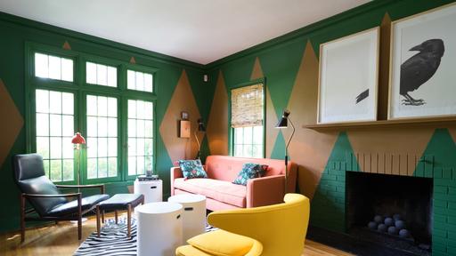 Handpainted Walls, Colorful Furniture, an Orange Stove, and More .