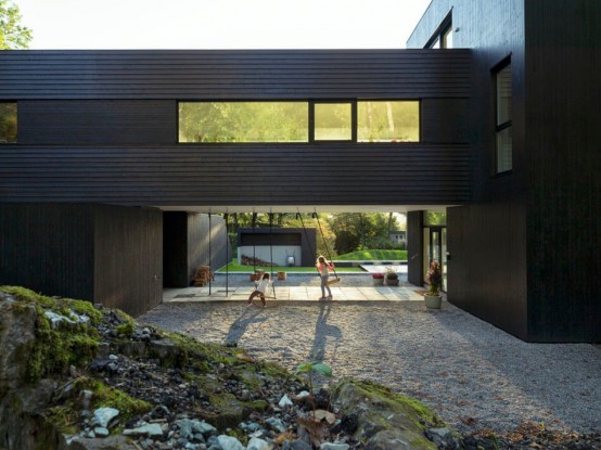 Impressive Dark Scandinavian Home With Modern Interiors - DigsDi