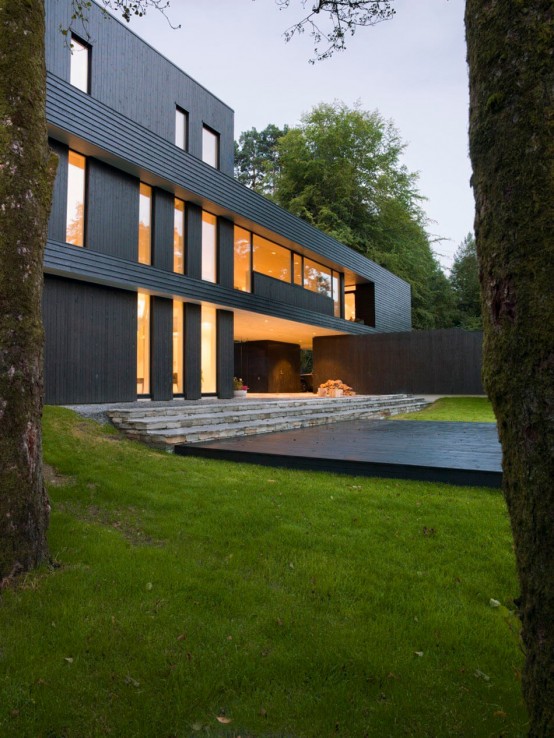 Impressive Dark Scandinavian Home With Modern Interiors - DigsDi