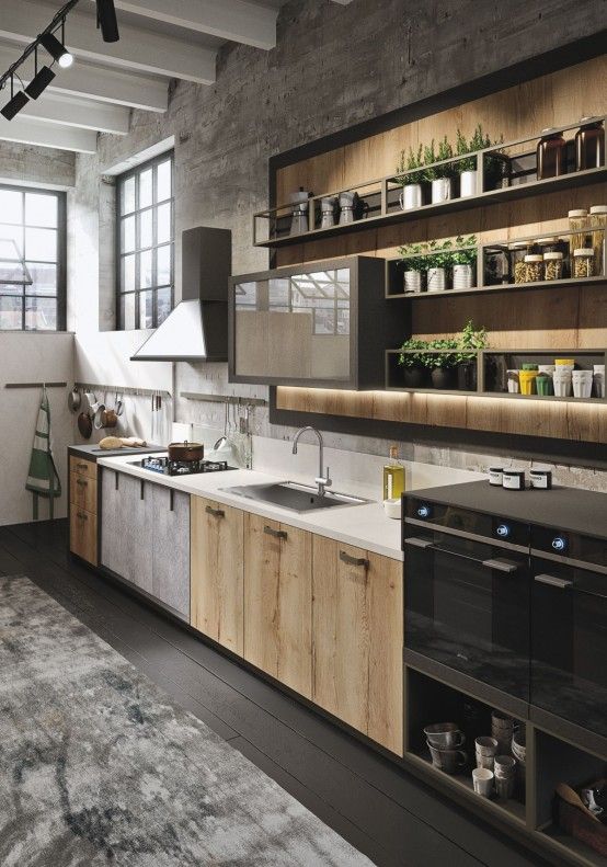 Modern Kitchen Design : Industrial And Rustic Loft Kitchen By .