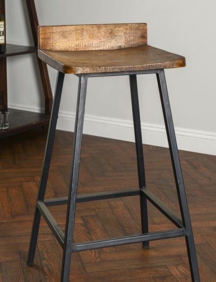 Square Wooden Seat Bar Stool High Chair Kitchen Counter Metal .