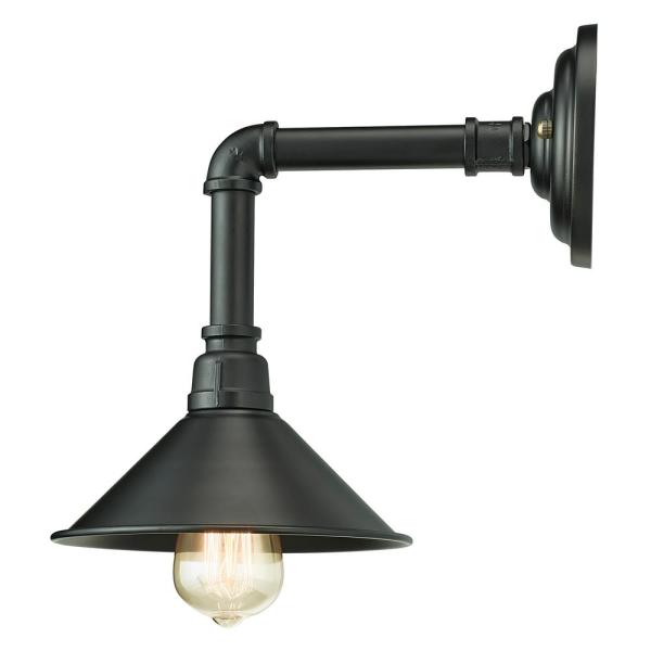 Home Luminaire 1-Light Black Industrial Pipe Sconce with Metal .