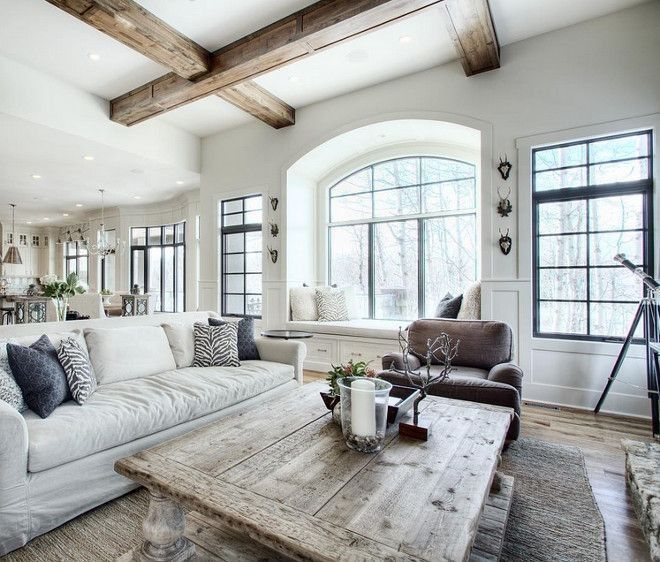 Farmhouse decor, rustic beams, rustic kitchen, open layout, family .