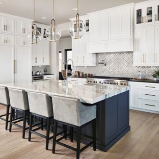 Transitional open concept kitchen appliance - Inspiration for a .