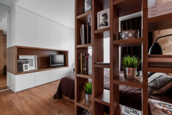 Laconic Yet Cozy Apartment In White And Natural Wood - DigsDi